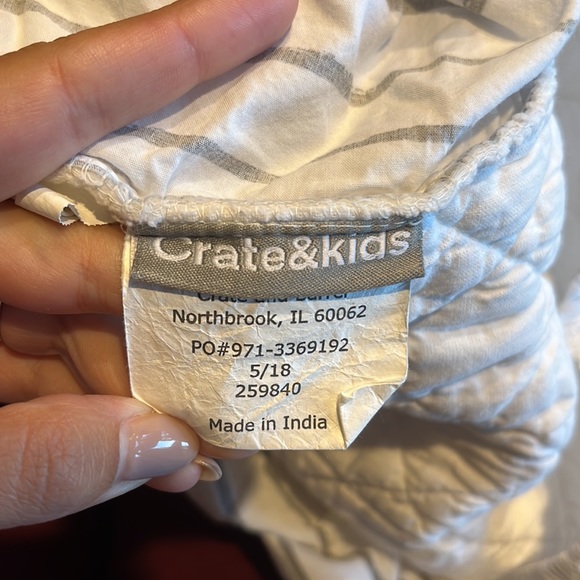 Crate and Kids grey stripe changing pad cover. - Picture 2 of 3